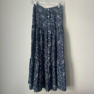 Max Studio Navy Paisley Maxi Skirt size XS